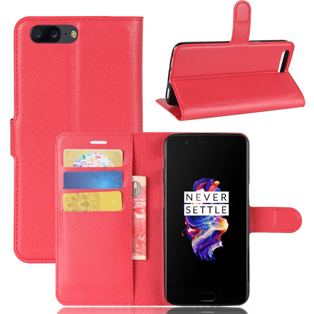OnePlus 5 Case High Quality PU Leather Flip Cover Kickstand Anti-shock Wallet Case for OnePlus 5
