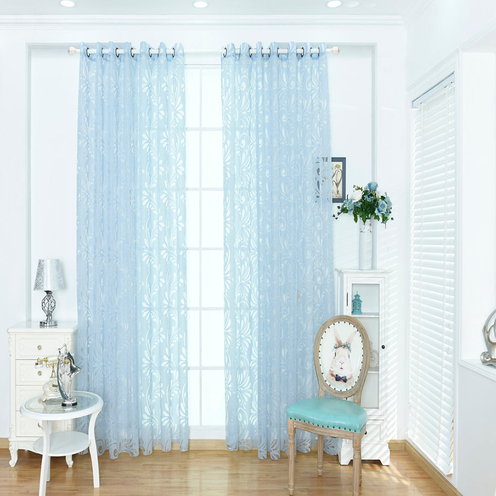 Fashion Phoenix Tail Window Curtain Sheer Divider Panel Perforated Bedroom Decor