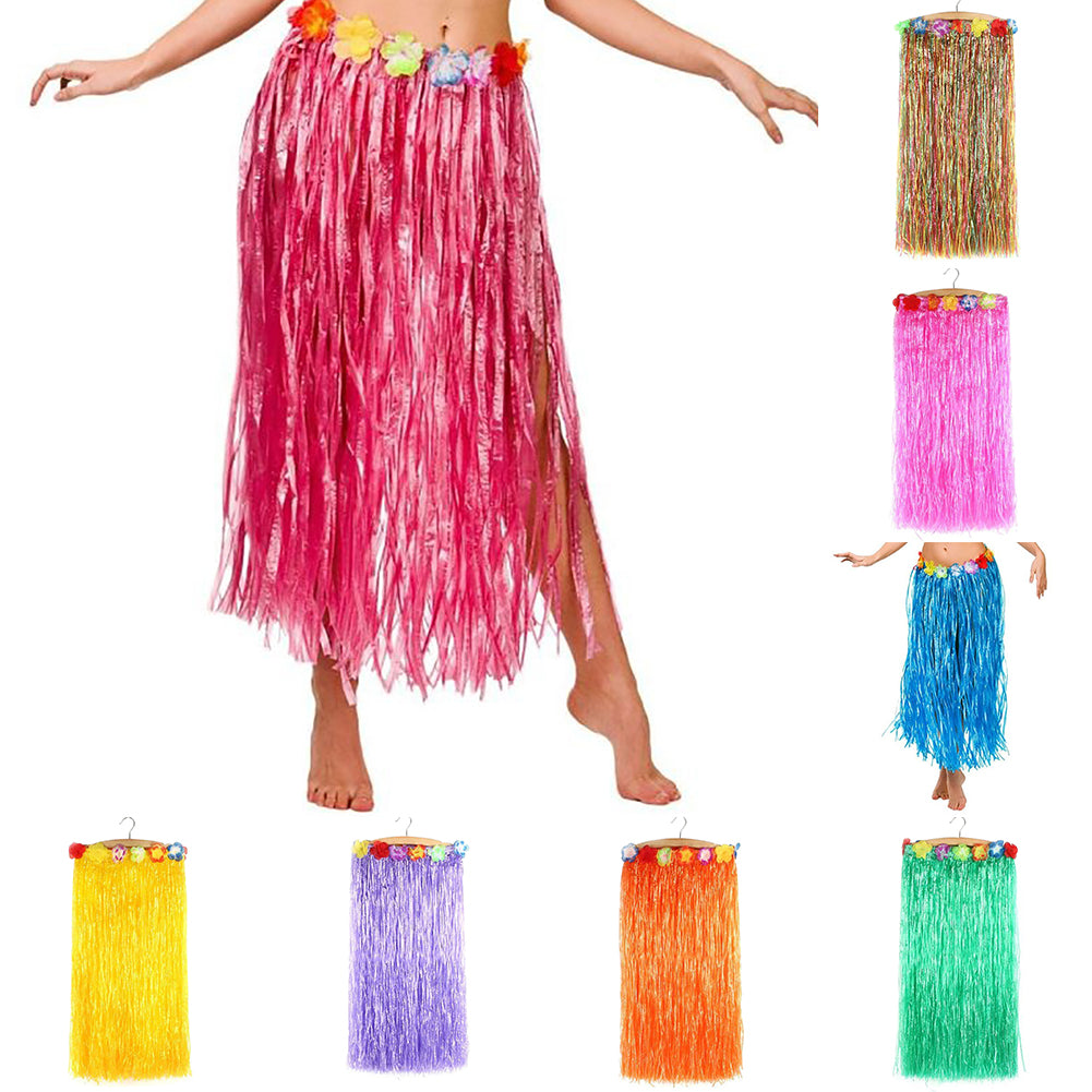 60/80cm Hawaiian Hula Grass Flower Party Dress Skirt Beach Dance Adult Costume