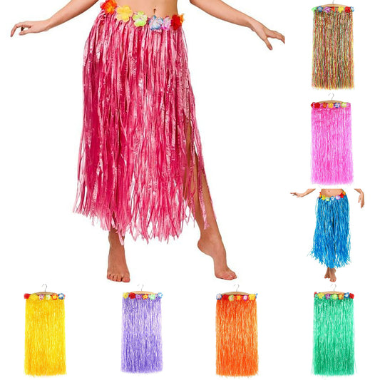 60/80cm Hawaiian Hula Grass Flower Party Dress Skirt Beach Dance Adult Costume