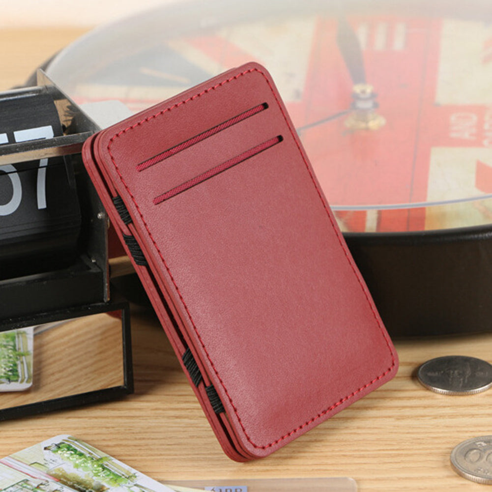 Men's Faux Leather Money Clip ID Credit Card Holder Business Pocket Wallet Purse