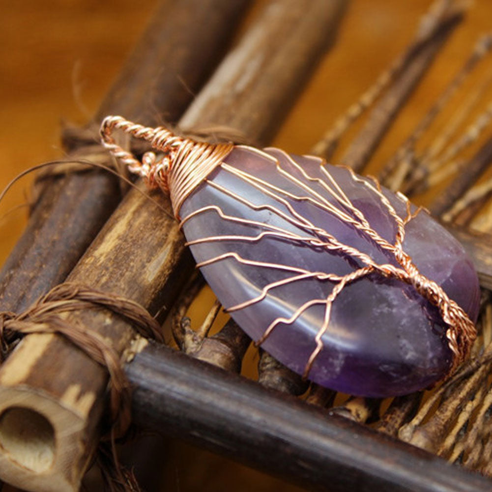 Natural Stone Waterdrop Shape Pendant Charm Necklace Jewelry DIY Accessory