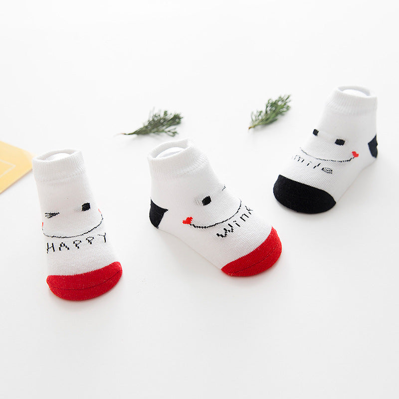 Children Cartoon Smiling Face Cotton Non Slip Silicone Boneless Cute Socks WM0039