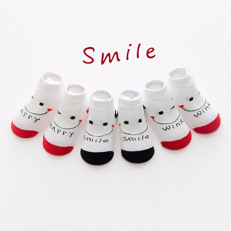 Children Cartoon Smiling Face Cotton Non Slip Silicone Boneless Cute Socks WM0039