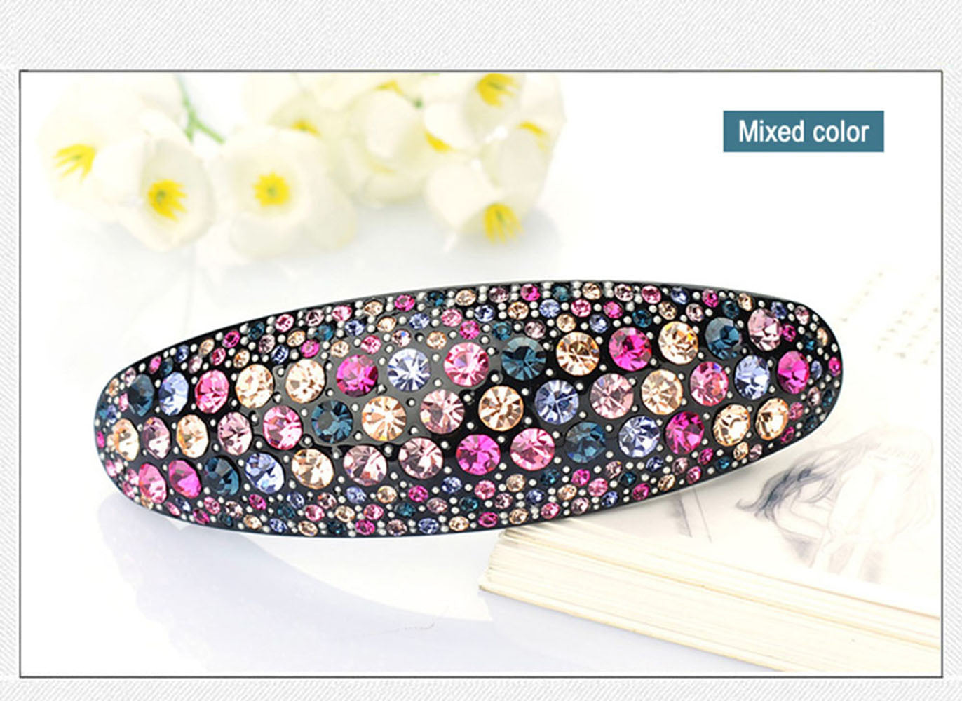 Hair Accessories manufactures Acetate Cellulose Rhinestone Moon hair clips Retail for Ladies Hair Barrette gift Free Shipping