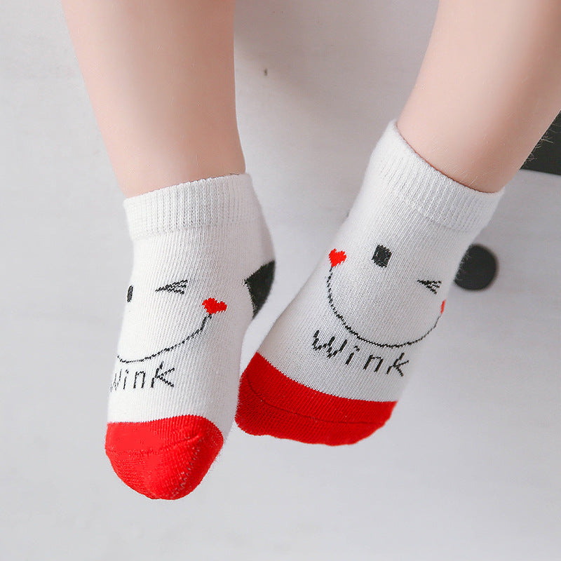 Children Cartoon Smiling Face Cotton Non Slip Silicone Boneless Cute Socks WM0039