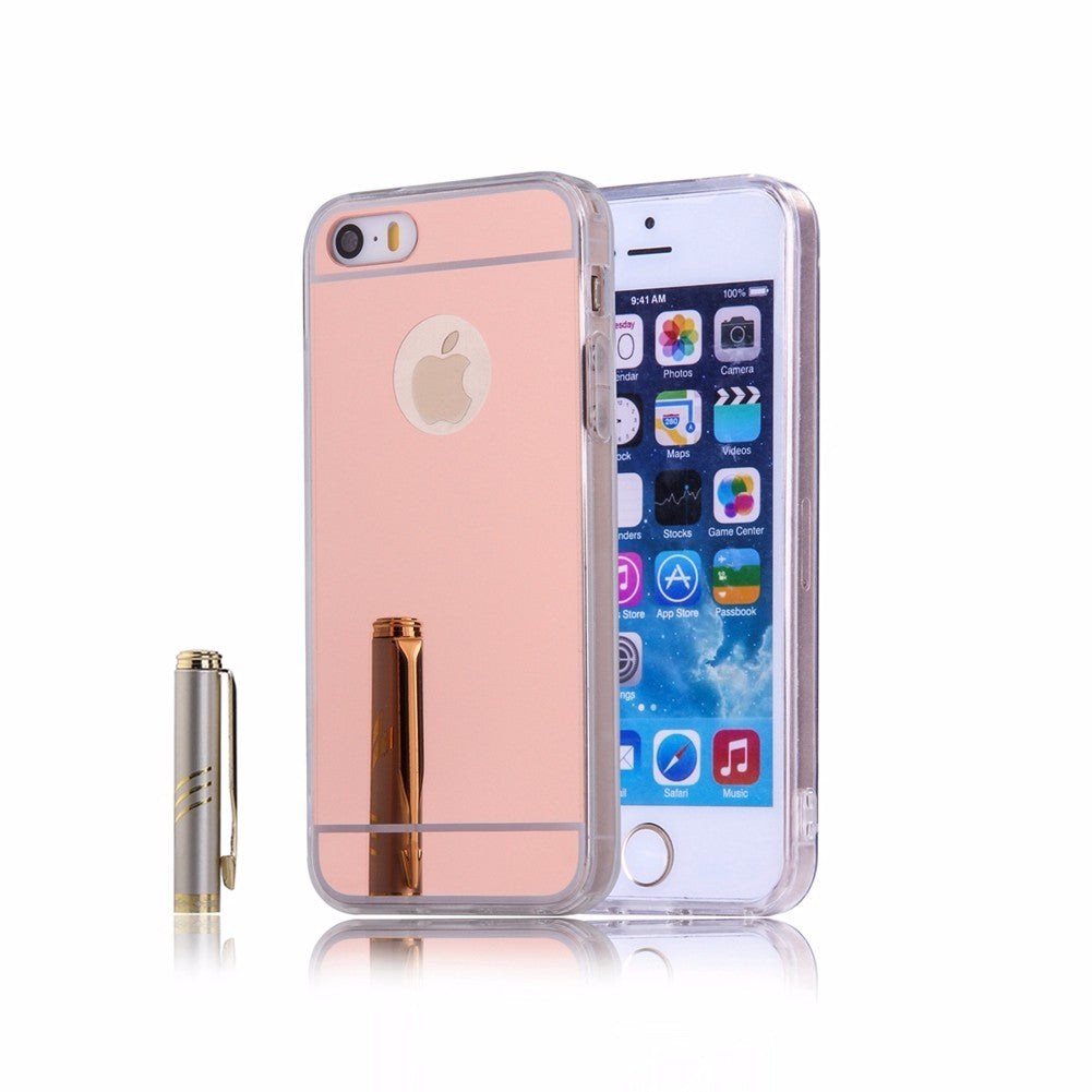 for Apple iPhone 5 5S 5C Mirror TPU Phone Case Soft Back Cover Luxury Texture Skin Mobile Phone Shell