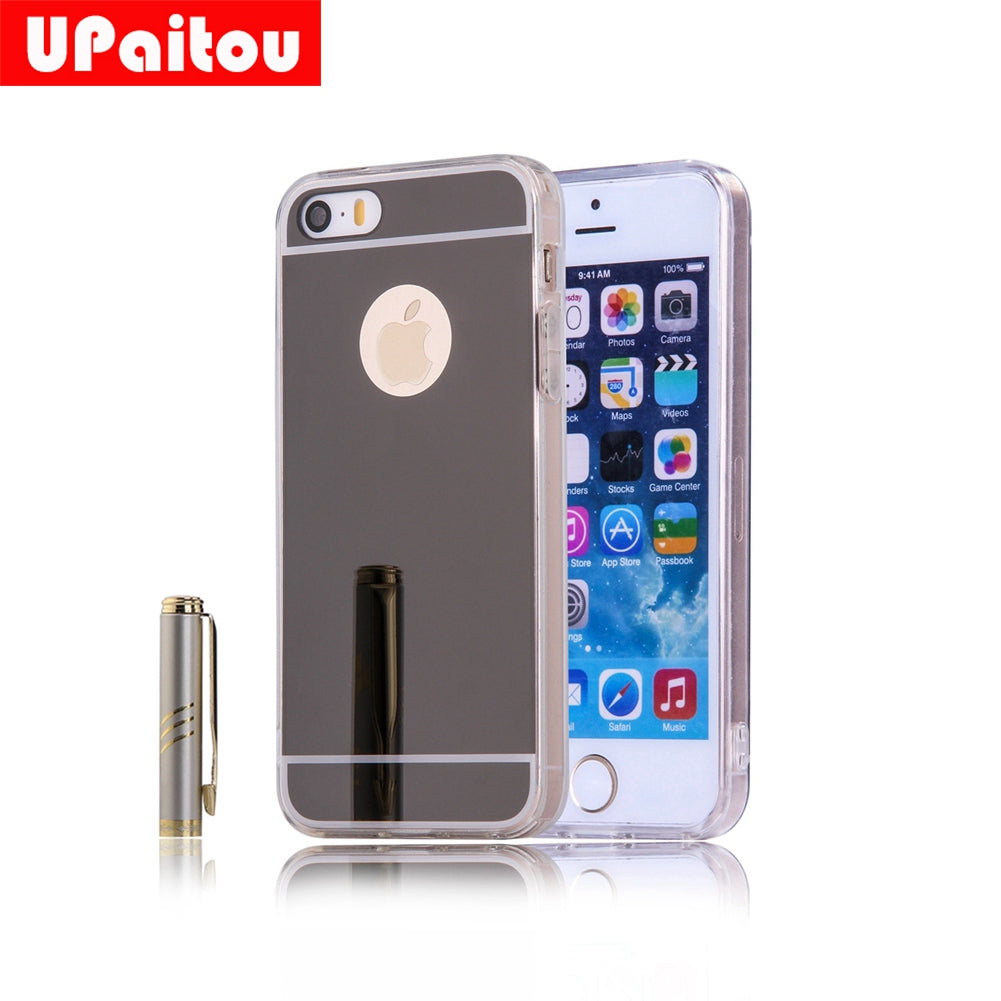 for Apple iPhone 5 5S 5C Mirror TPU Phone Case Soft Back Cover Luxury Texture Skin Mobile Phone Shell