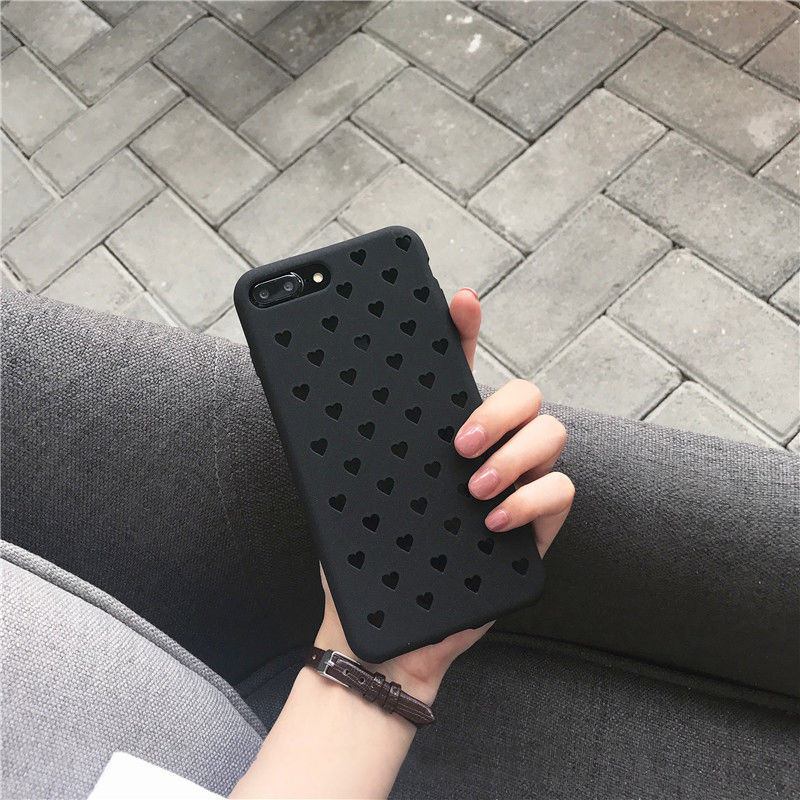Shockproof Matte Rubber Soft Ultra Slim Hollow Heart-shaped Case Cover For Apple iPhone 6 6S 7 8 + Plus Cases Back Coque