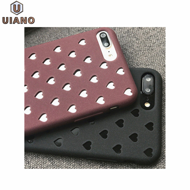 Shockproof Matte Rubber Soft Ultra Slim Hollow Heart-shaped Case Cover For Apple iPhone 6 6S 7 8 + Plus Cases Back Coque