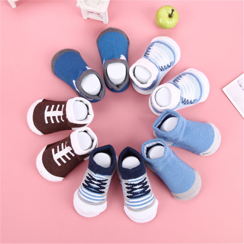 Children Lovely Kids Baby Cotton Socks Shoelaces Style Anti Slip Short Socks Shoes 0-12 Month WM0052
