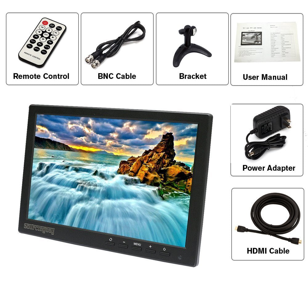 Mini 10 inch CCTV LCD Monitor for Security Surveillance System,Support HDMI/BNC/VGA/Video/Audio,1280*800,16:9