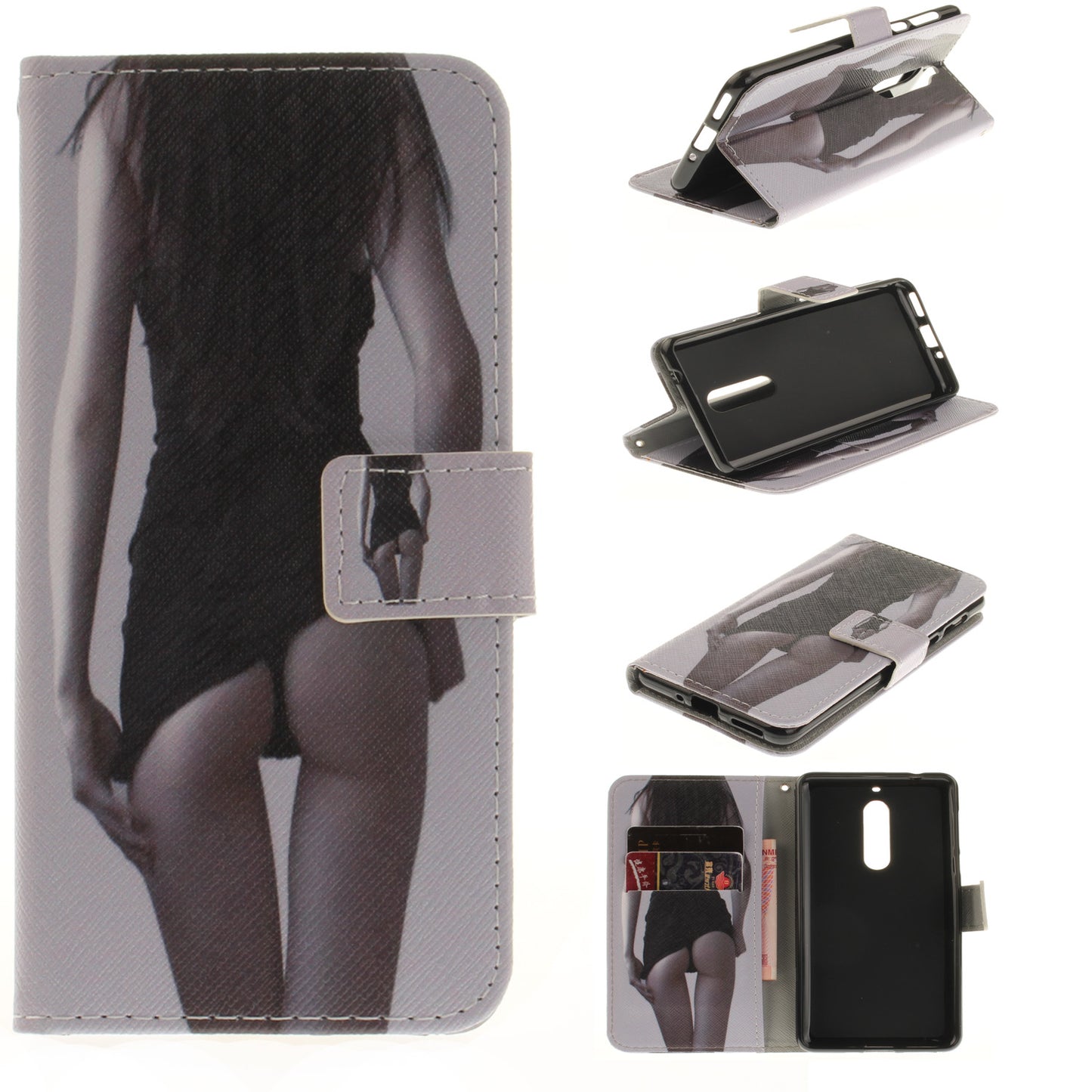 Nokia 5 Case Pattern Printed Flip Magnetic Wallet Card Slot Soft Protective Cover for Nokia 5