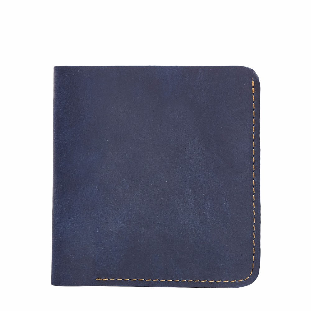 Slim RFID Credit Card Holder Mini Crazy Horse Genuine Leather Male Purse