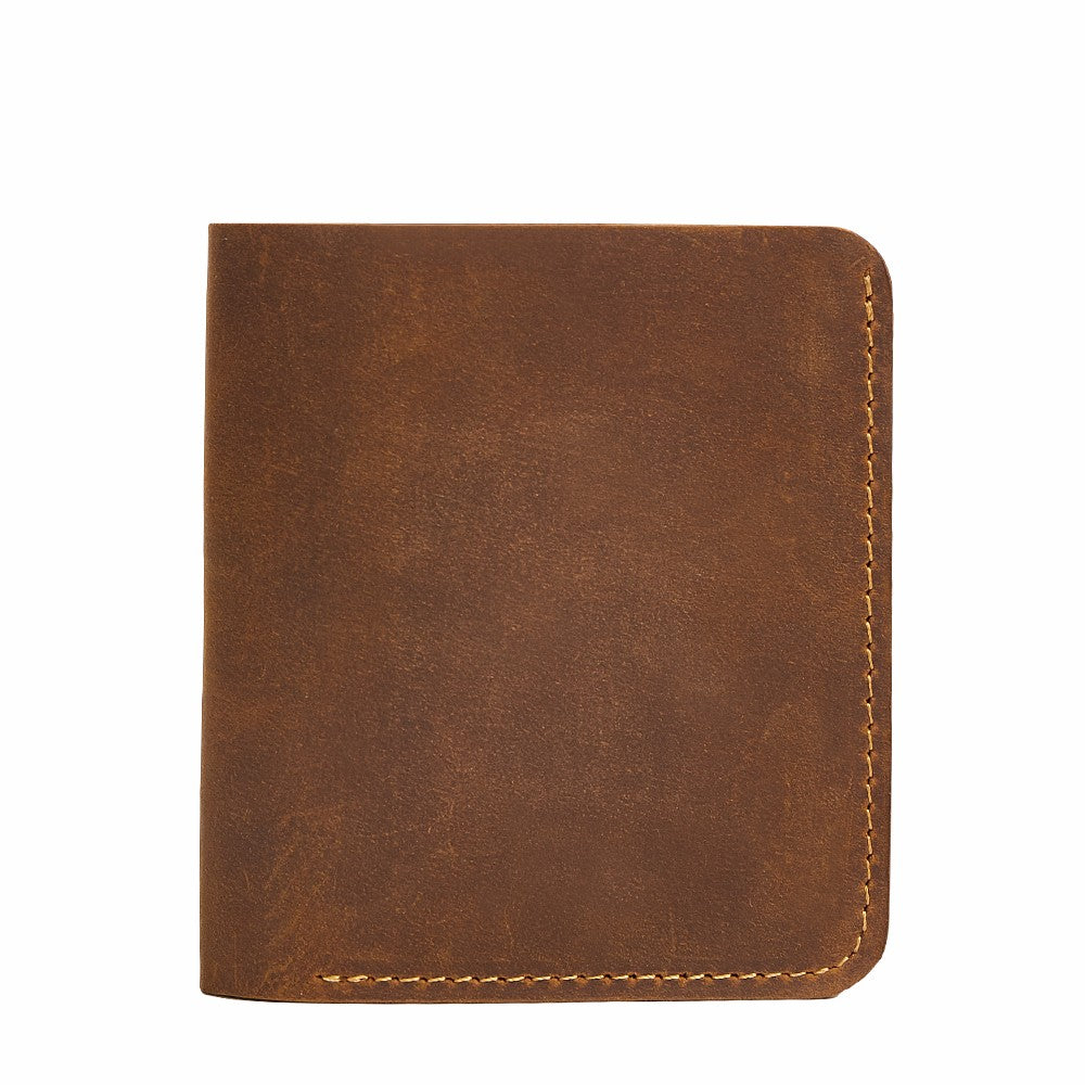 Slim RFID Credit Card Holder Mini Crazy Horse Genuine Leather Male Purse