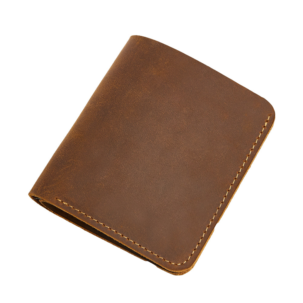 Slim RFID Credit Card Holder Mini Crazy Horse Genuine Leather Male Purse