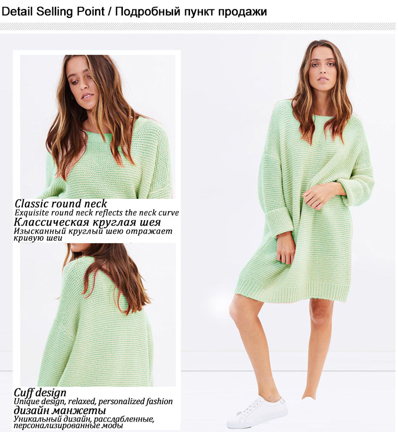 Eternal Show Loose Long Sweater Dress Women Pullover Plus Size Warm Robe Pull Oversize Sweater Thick Women Winter Dress 70N0511