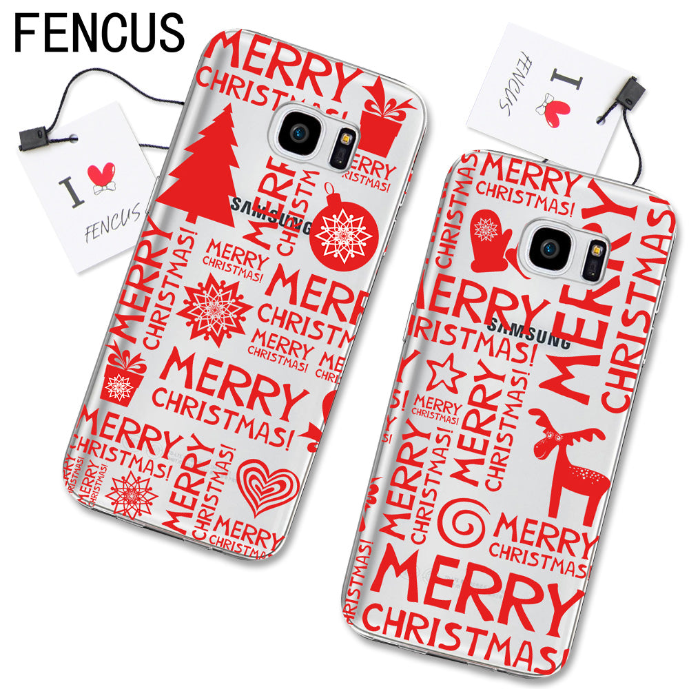 for Samsung Galaxy S5 S6 S7 edge S8 Plus Note 4 5 8 Christmas Gifts Phone Cases Soft TPU Transparent Clear Shell