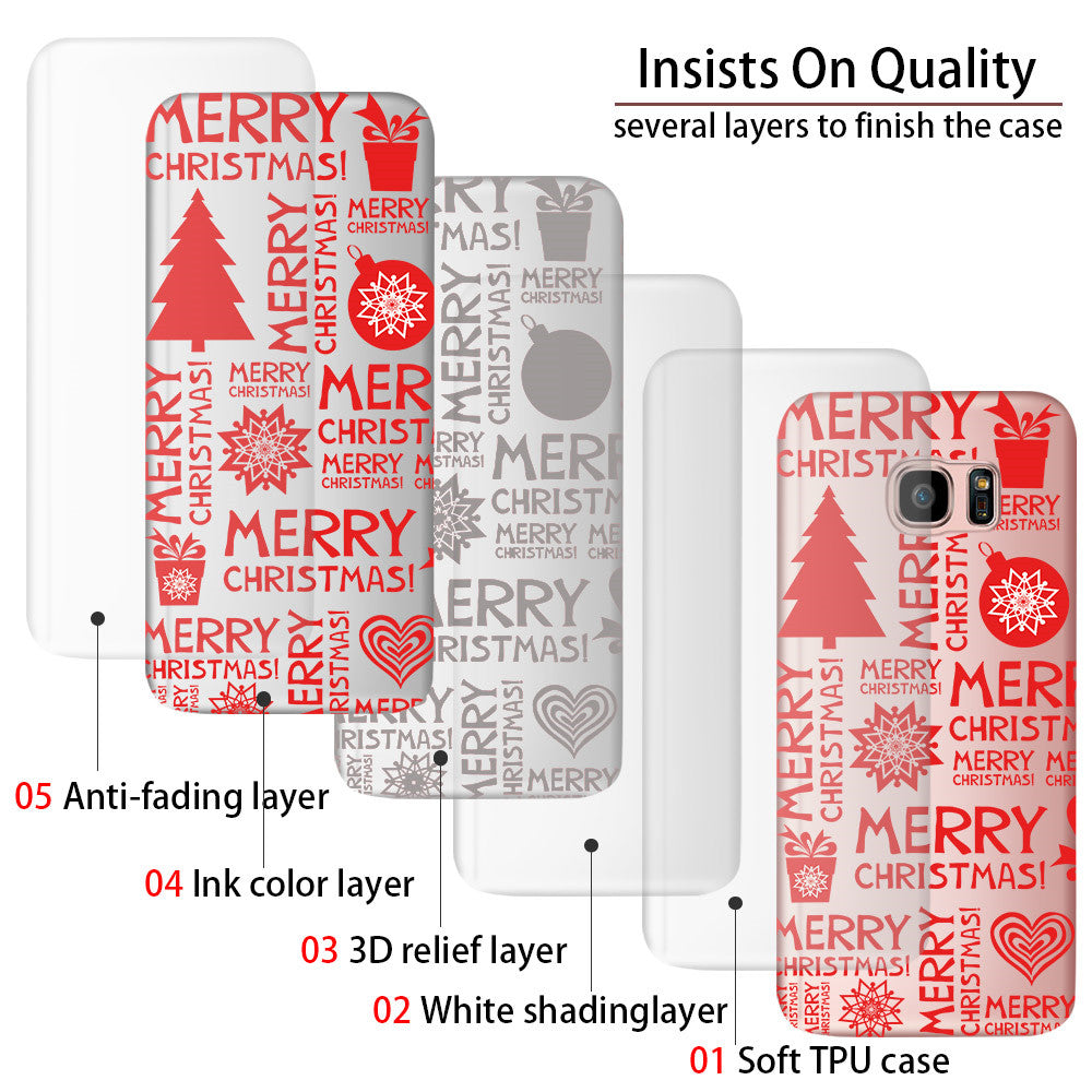 for Samsung Galaxy S5 S6 S7 edge S8 Plus Note 4 5 8 Christmas Gifts Phone Cases Soft TPU Transparent Clear Shell