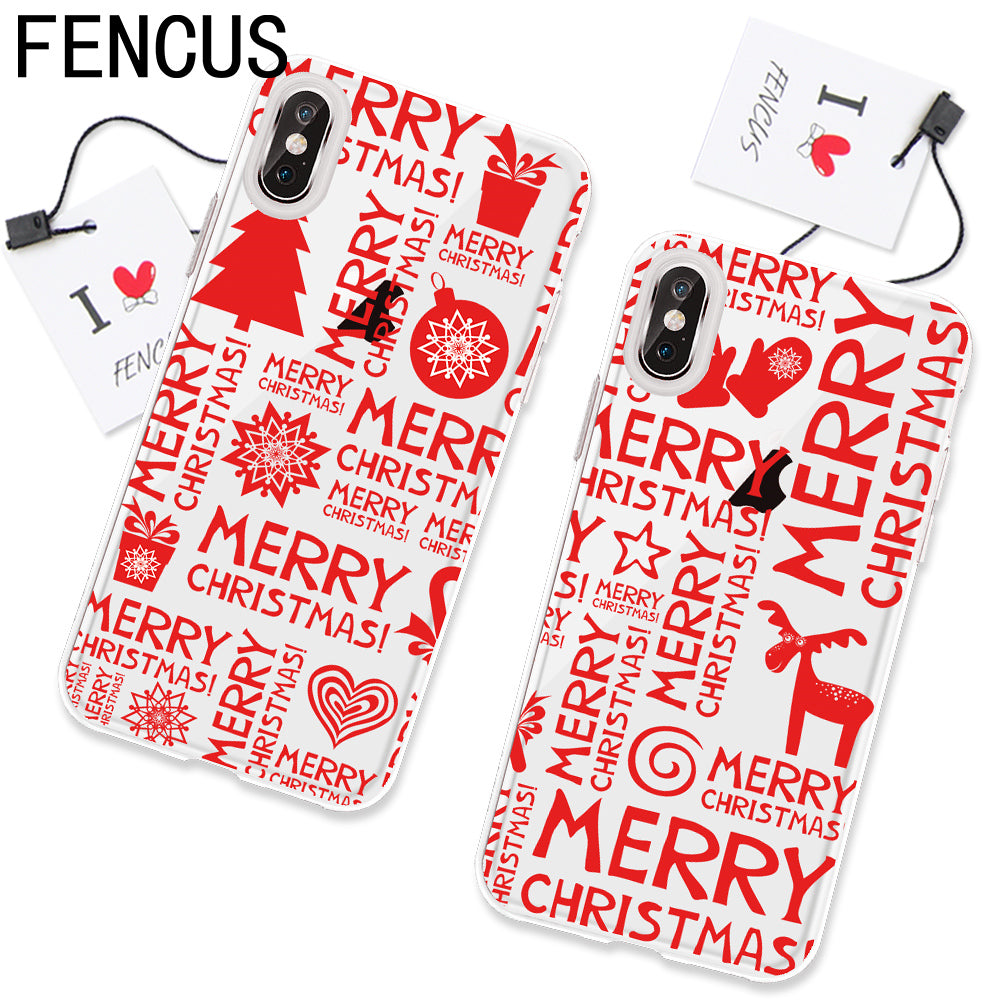For IPhone 5C 5 5s SE 6 6s 7 Plus 8 X Phone Cases Merry Christmas Santa Claus New Year Soft TPU Transparent Back Cover