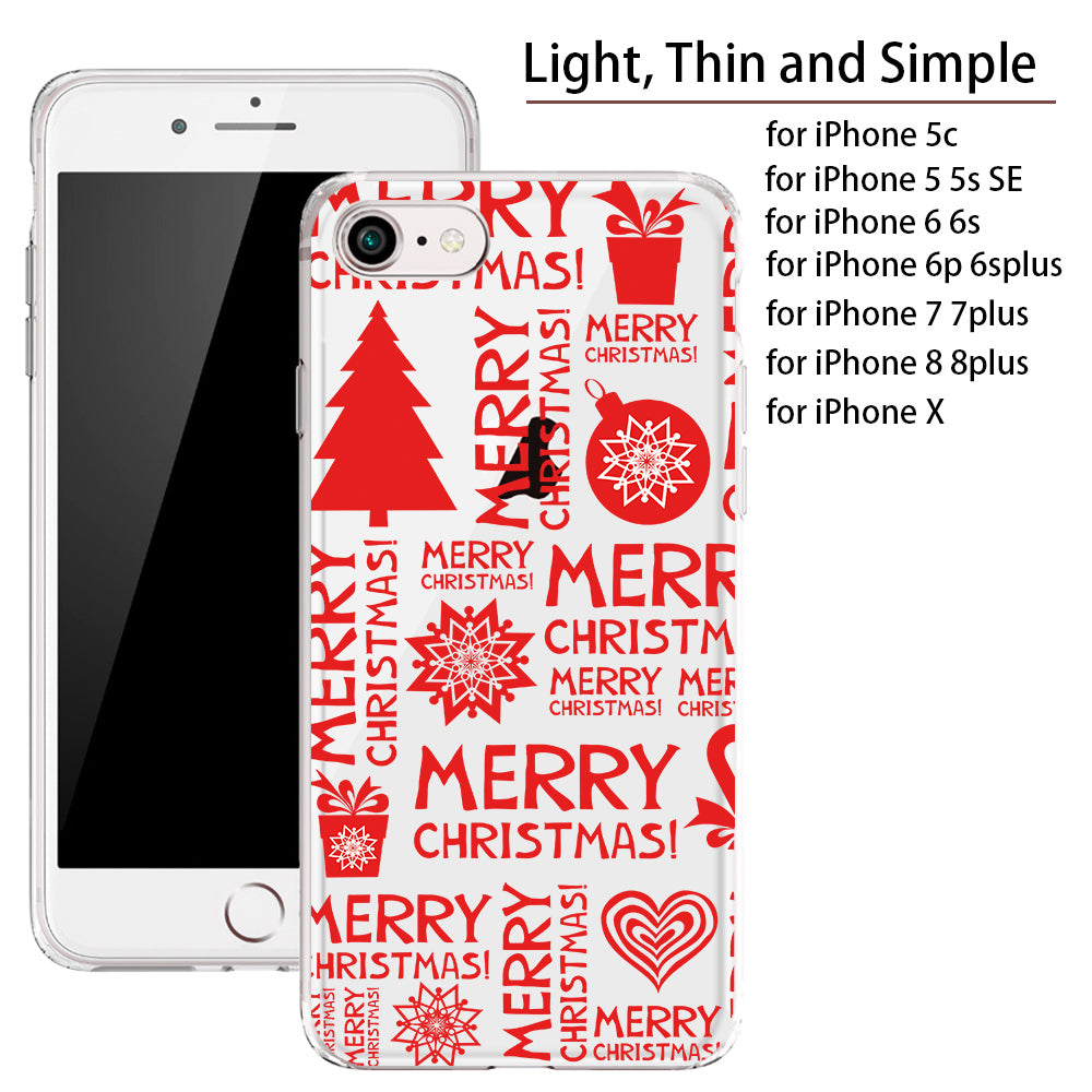 For IPhone 5C 5 5s SE 6 6s 7 Plus 8 X Phone Cases Merry Christmas Santa Claus New Year Soft TPU Transparent Back Cover