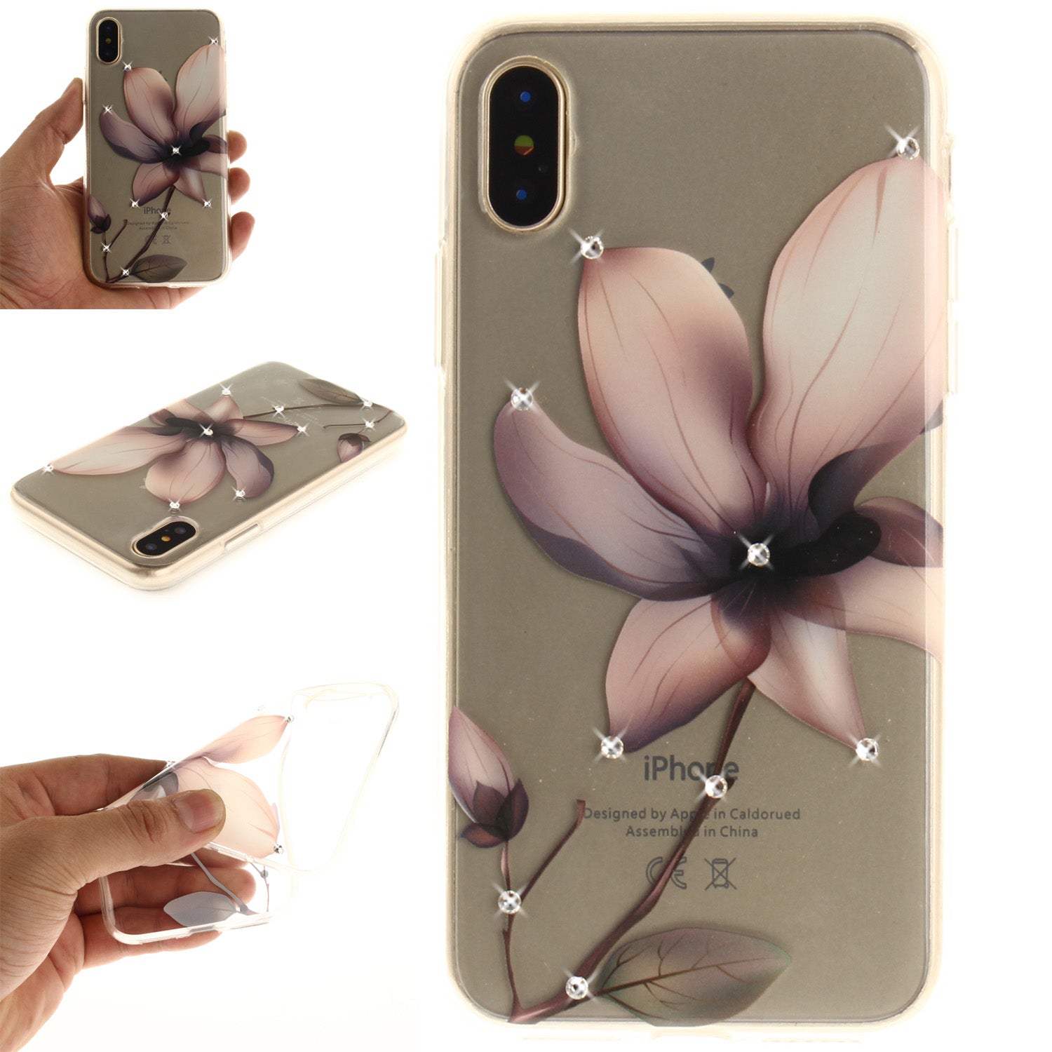 iPhone X Case Pattern Printed Clear Soft Protective Diamond Cover for iPhone 10