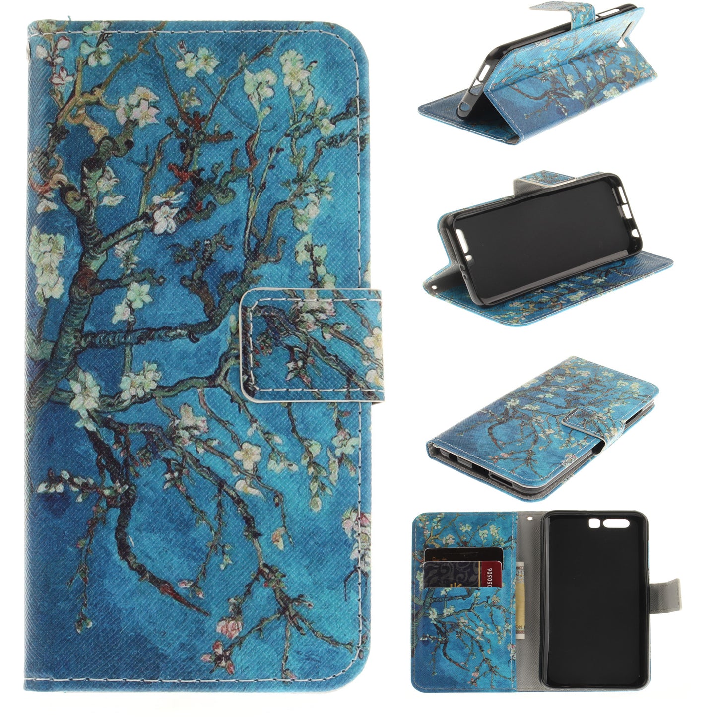 Huawei Honor 9 Case Pattern Printed Flip Magnetic Wallet Card Slot Soft Protective Cover for Huawei Honor 9