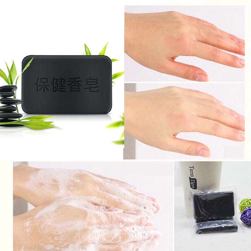 Black Bamboo Charcoal Soap Face Body Clear Anti Bacterial Tourmaline Soap