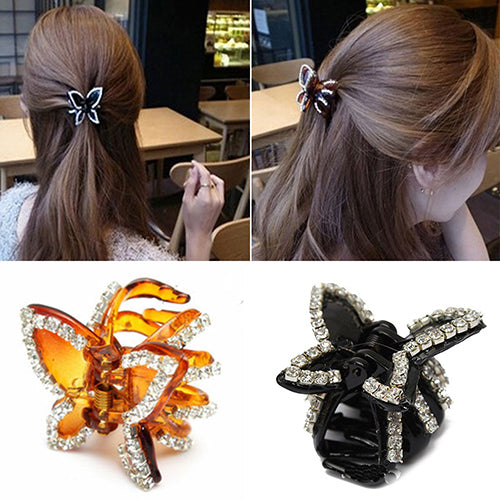 New Women's Butterfly Crystal Rhinestone Claw Hairpin Hair Clip Clamp Accessory