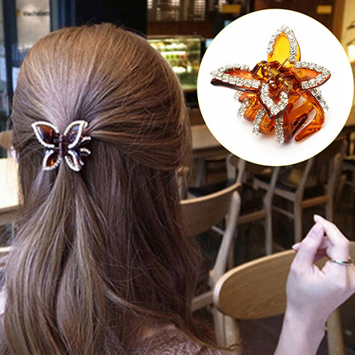New Women's Butterfly Crystal Rhinestone Claw Hairpin Hair Clip Clamp Accessory