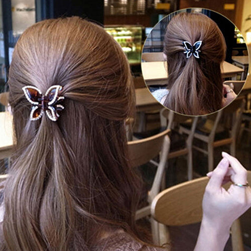 New Women's Butterfly Crystal Rhinestone Claw Hairpin Hair Clip Clamp Accessory