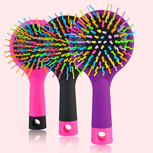 Rainbow Comb Volume Brush Candy Tone Magic Hairbrush with Mirror for Hair Tangle