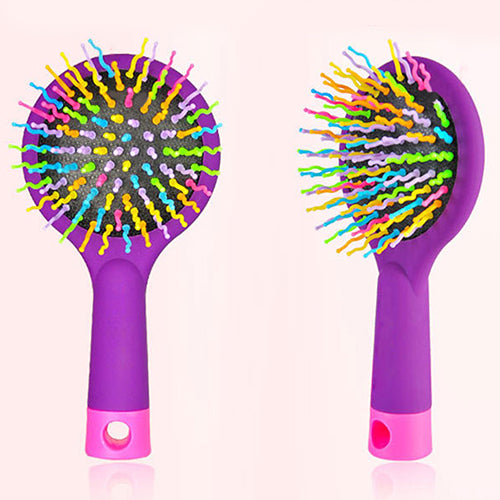Rainbow Comb Volume Brush Candy Tone Magic Hairbrush with Mirror for Hair Tangle
