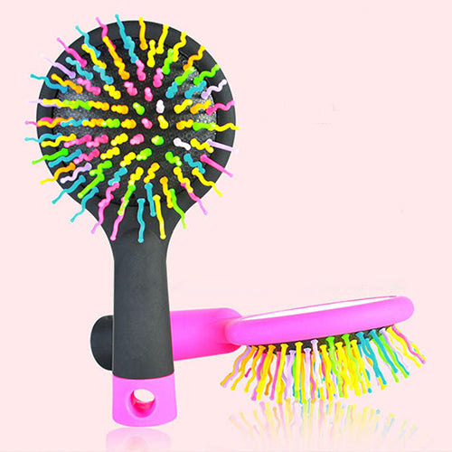 Rainbow Comb Volume Brush Candy Tone Magic Hairbrush with Mirror for Hair Tangle
