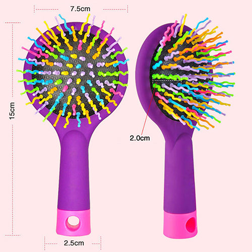 Rainbow Comb Volume Brush Candy Tone Magic Hairbrush with Mirror for Hair Tangle