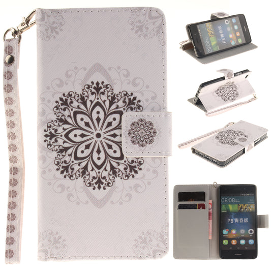 Huawei P8lite Case Pattern Printed Flip Magnetic Wallet Card Slot Soft Protective Cover for Huawei P8lite