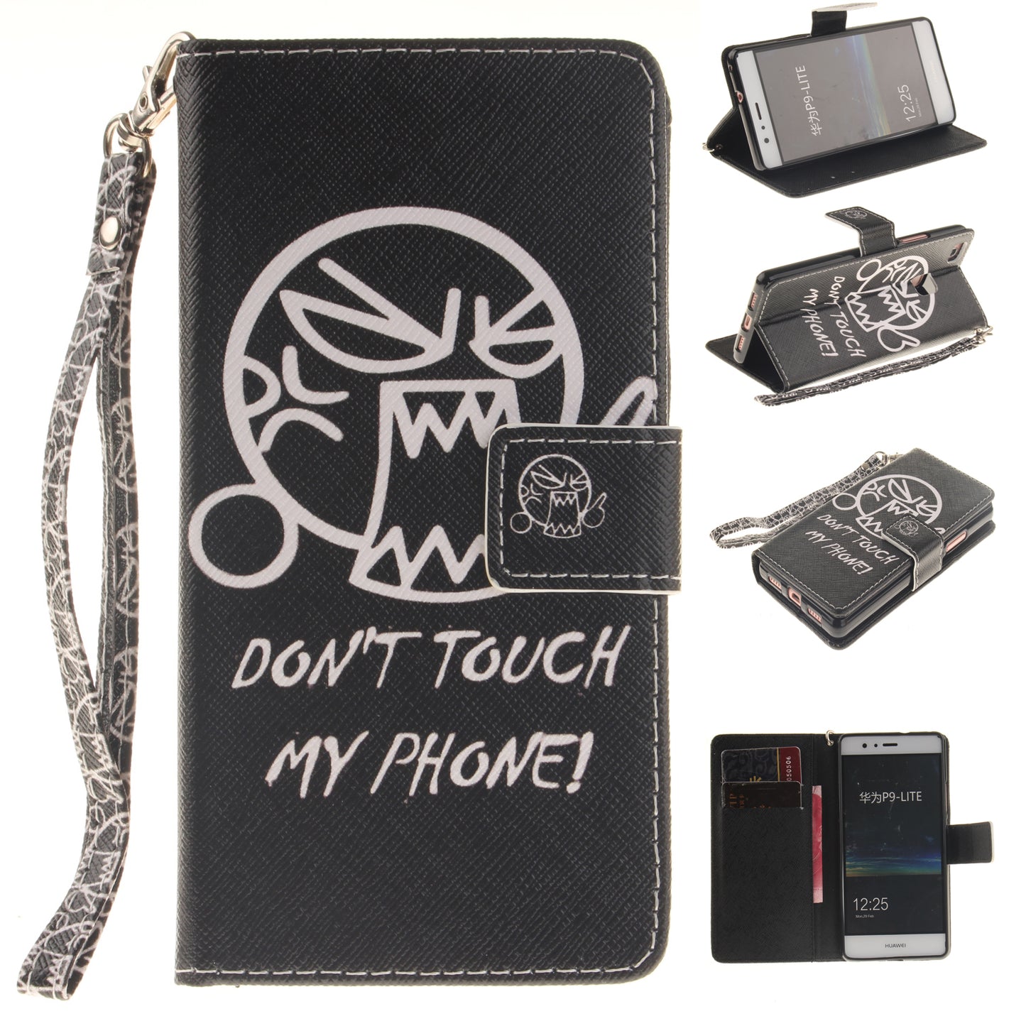 Huawei P9 lite Case Pattern Printed Flip Magnetic Wallet Card Slot Soft Protective Cover for Huawei P9 lite