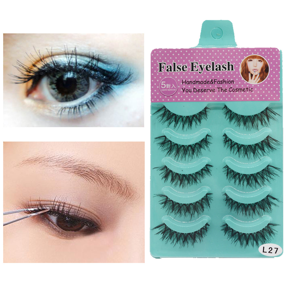 5 Pairs Handmade Cross False Eyelash Soft Long Makeup Eye Lashes Extensions