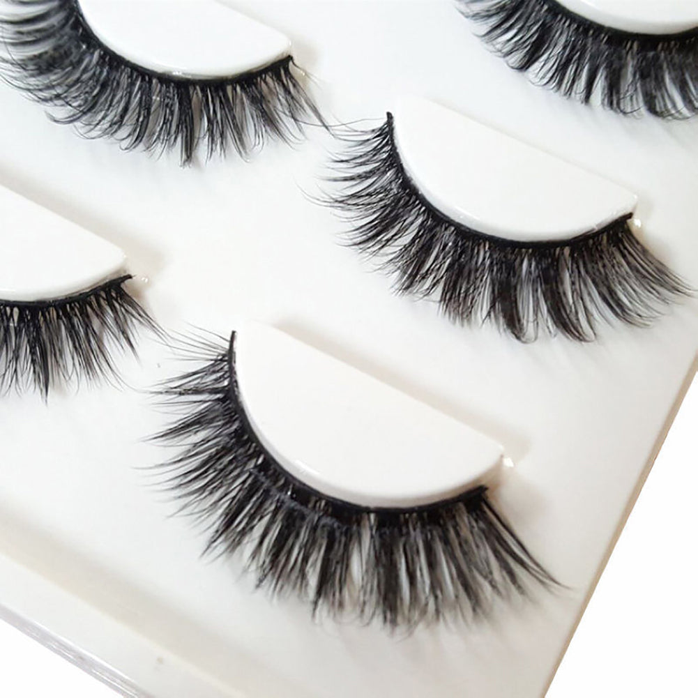 3 Pairs Makeup 3D Natural Soft Handmade Thick Long Cross False Fake Eyelashes