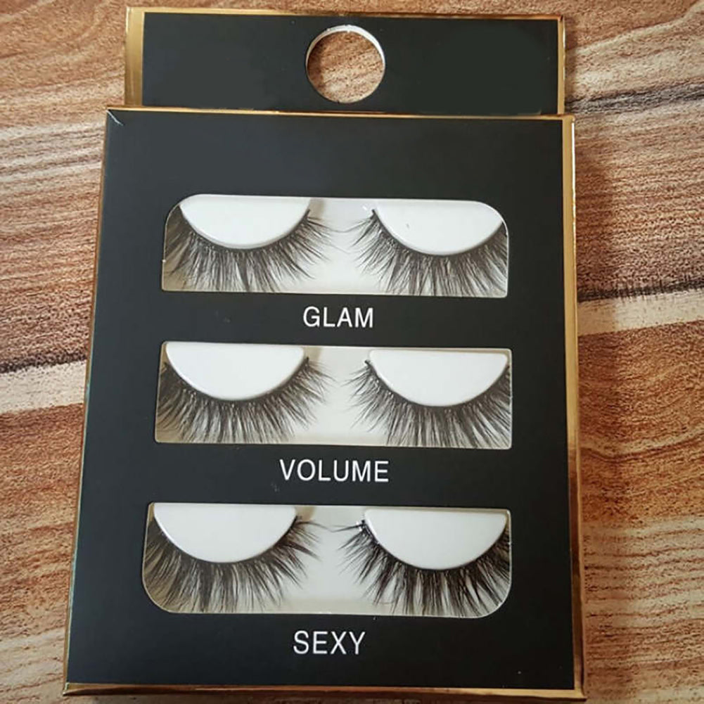 3 Pairs Makeup 3D Natural Soft Handmade Thick Long Cross False Fake Eyelashes