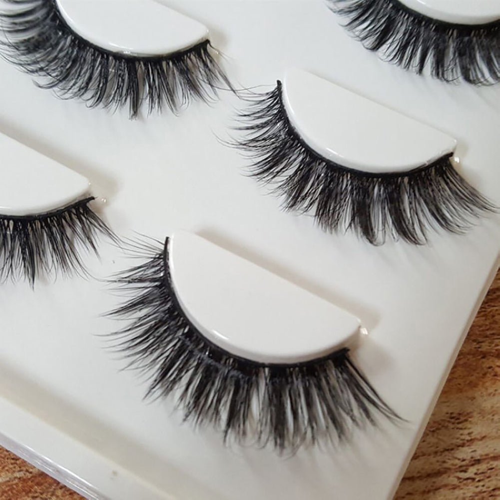3 Pairs Makeup 3D Natural Soft Handmade Thick Long Cross False Fake Eyelashes