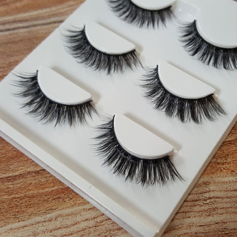 3 Pairs Makeup 3D Natural Soft Handmade Thick Long Cross False Fake Eyelashes