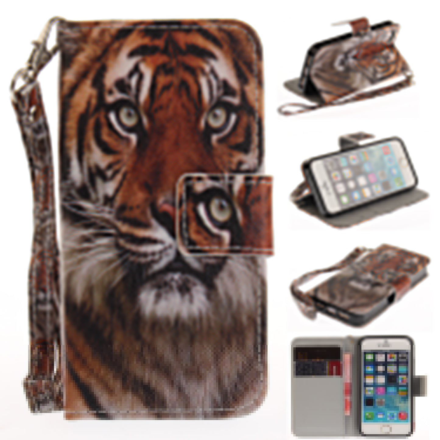 Iphone 5/5s/SE Case Pattern Printed Flip Magnetic Wallet Card Slot Soft Protective Cover for Iphone 5/5s/SE
