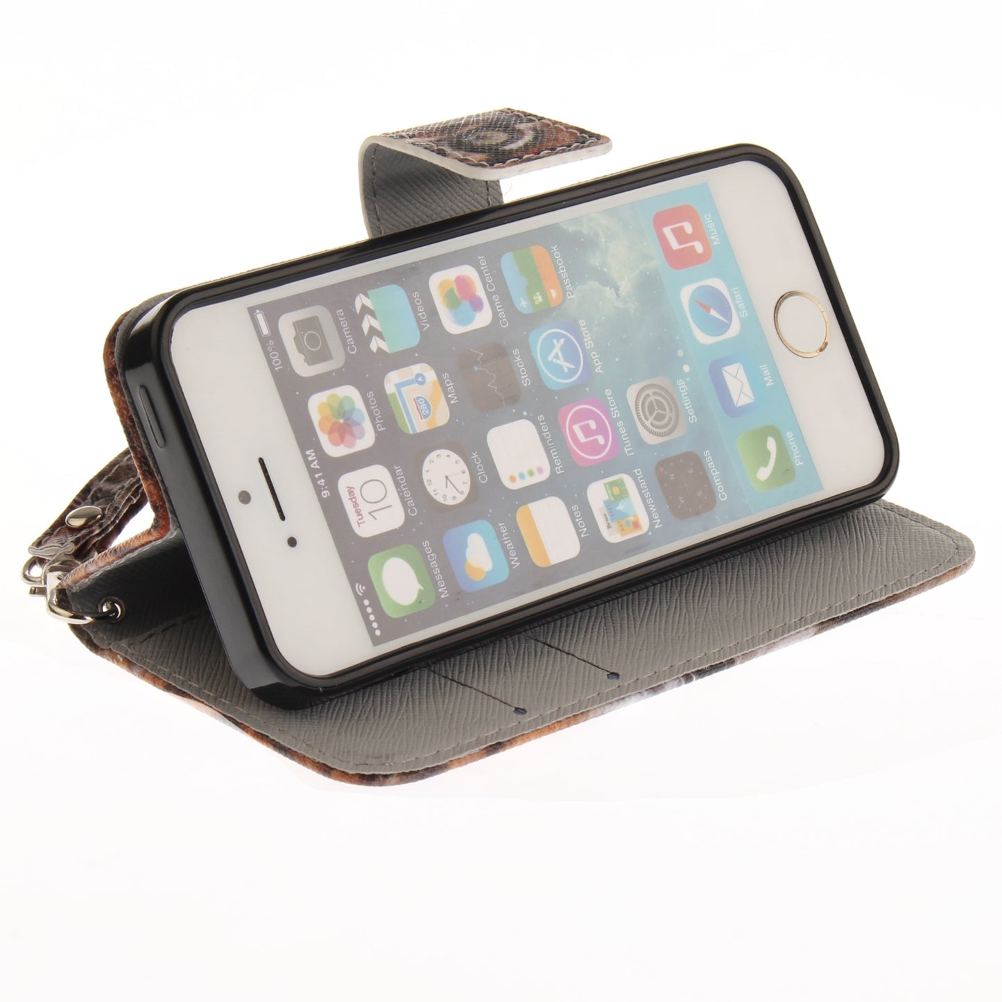 Iphone 5/5s/SE Case Pattern Printed Flip Magnetic Wallet Card Slot Soft Protective Cover for Iphone 5/5s/SE