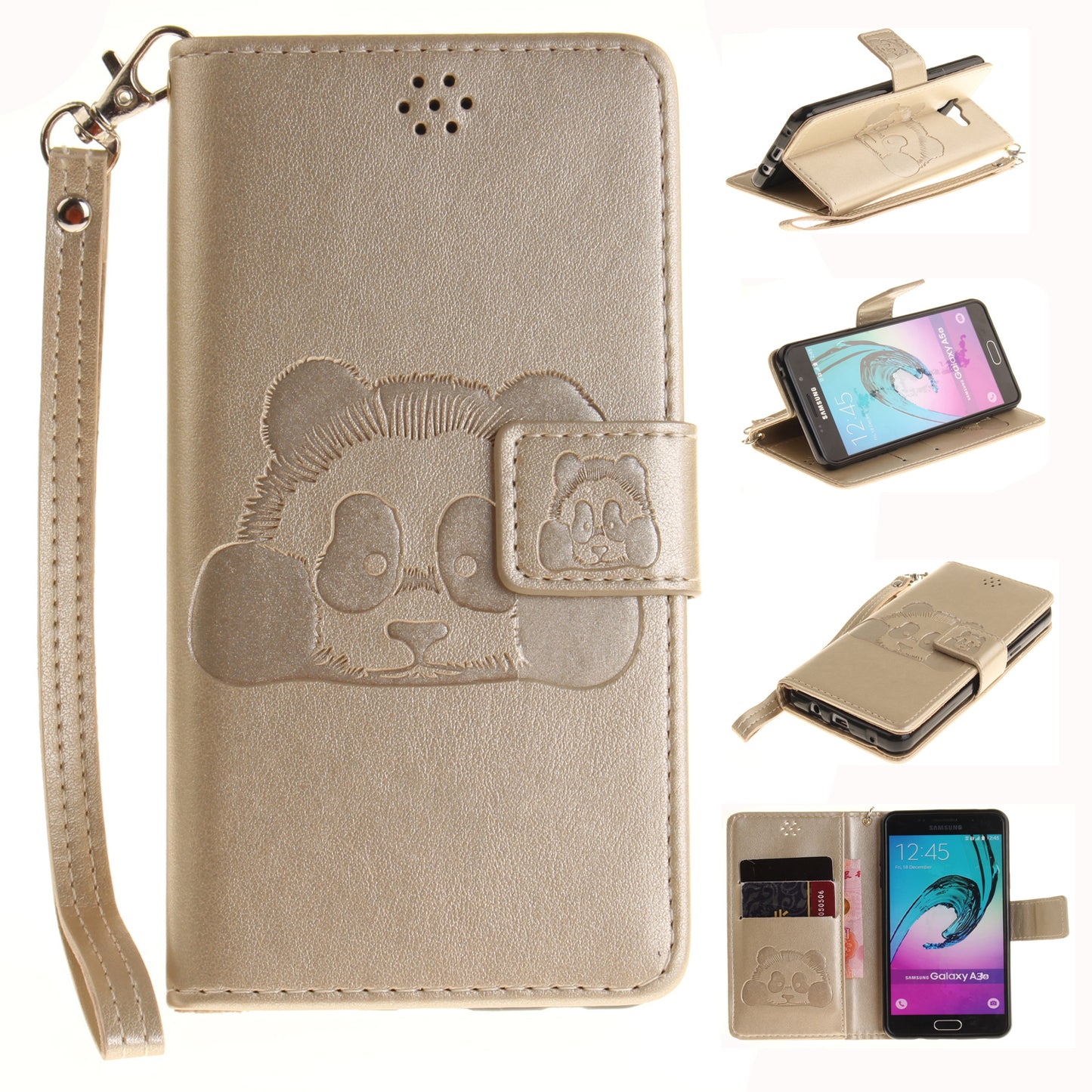 Samsung Galaxy A3 2016 Case Panda Printed Flip Magnetic Wallet Card Slot Soft Protective Cover for Samsung Galaxy A310