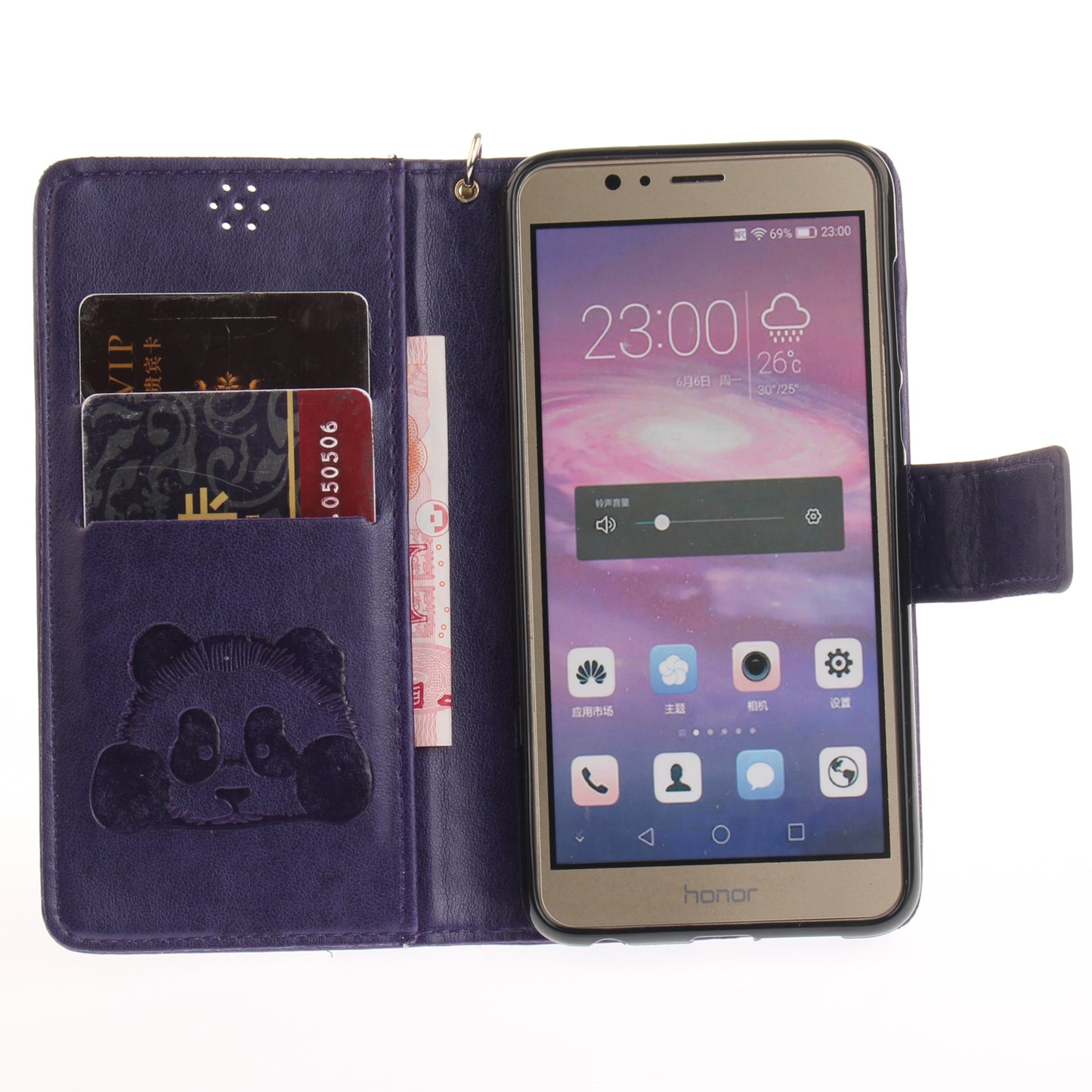 Huawei Honor 8 Case Panda Printed Flip Magnetic Wallet Card Slot Soft Protective Cover for Huawei Honor 8