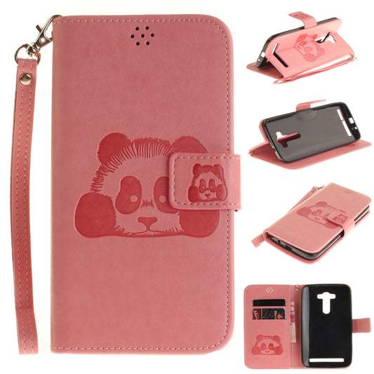 Asus Zenfone 2 Laser ZE551KL Case Panda Printed Flip Magnetic Wallet Card Slot Soft Protective Cover