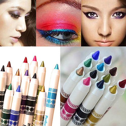 12Pcs Waterproof Glitter Lip Liner Eye Shadow Eyeliner Pencil Pen Makeup Set