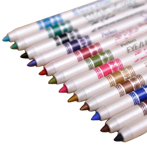 12Pcs Waterproof Glitter Lip Liner Eye Shadow Eyeliner Pencil Pen Makeup Set