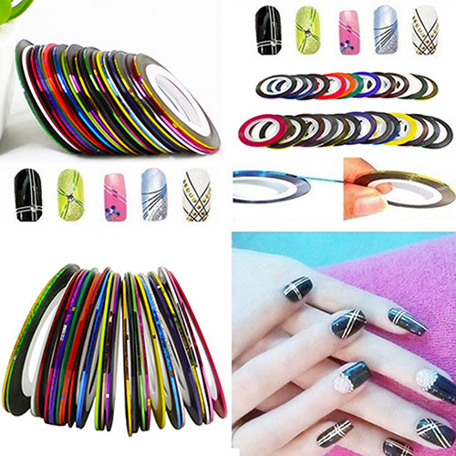 30Pcs/Rolls Mixed Colors Striping Tape Line DIY Nail Art Tips Decoration Sticker